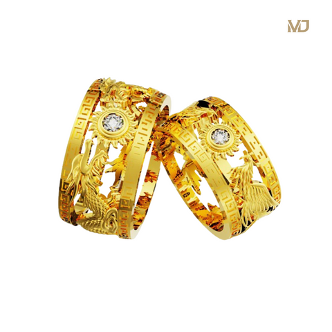 xNhẫn cưới Rồng – Phượng vàng 18K NC48 – Vàng Trắng