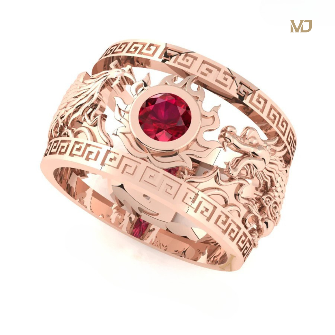 Nhẫn Nam Rồng Phượng Vàng Trắng MDJ NN161x