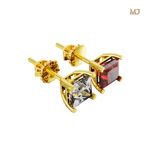 xBông Tai Nam Vàng Trắng Đá Ruby Thiên Nhiên MDJ HT30