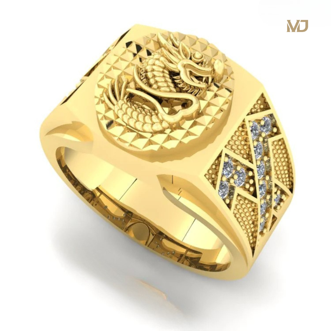 Nhẫn Nam Vàng Trắng mặt Rồng 18K NN244x