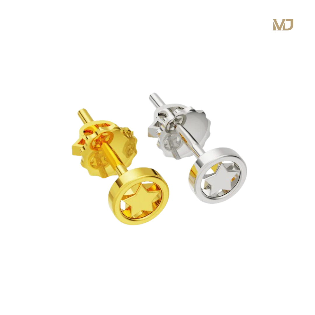 xHoa Tai Nam Vàng 14K Ngôi Sao 5 Cánh HT29