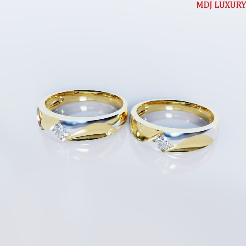 Nhẫn cưới đẹp vàng tây đính kim cương MDJ – NC04
