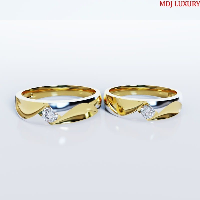 Nhẫn cưới đẹp vàng tây đính kim cương MDJ – NC04