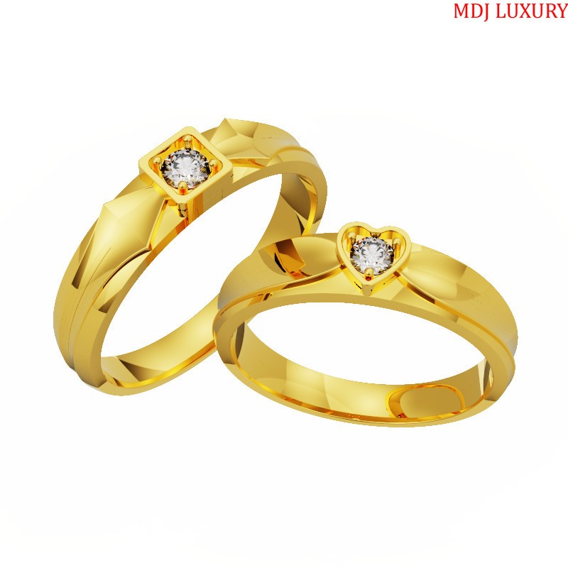 Nhẫn cưới vàng Hồng đính kim cương MDJ NC 154