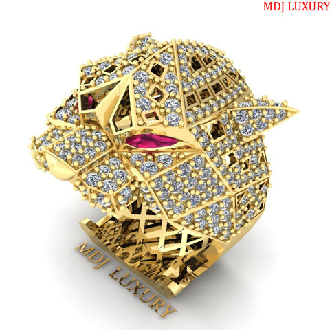 Nhẫn Vàng Trắng Nam Đầu Báo – NN101 – MDJ luxury