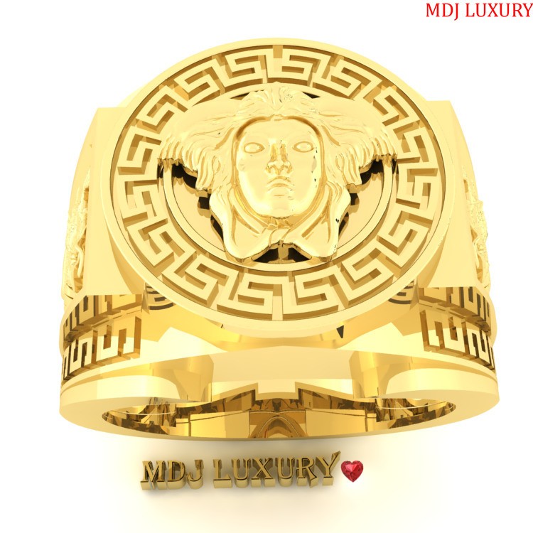 Nhẫn Vàng Nam mặt Versace – Nhẫn vàng trắng đẹp NN206