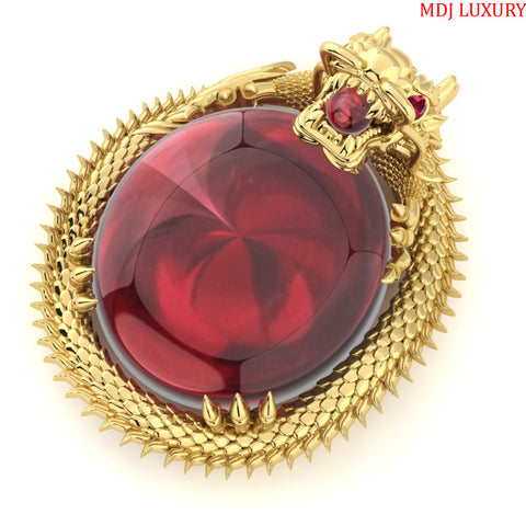 Mặt Dây Chuyền Nam Rồng Vàng Trắng – Đá Ruby MDC26