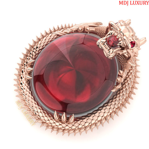 Mặt Dây Chuyền Nam Rồng Vàng Trắng – Đá Ruby MDC26