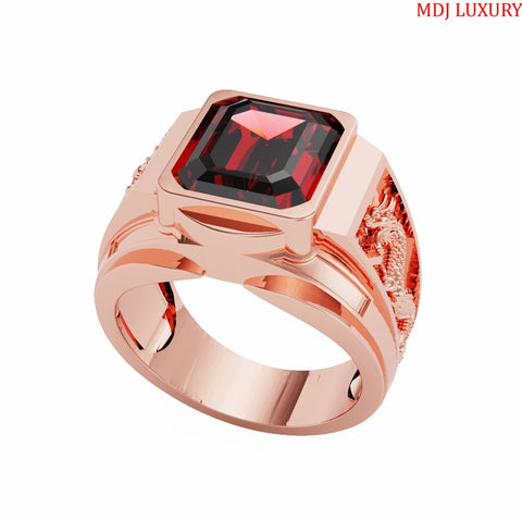 Nhẫn Nam Vàng Ý 18K – Song Long Đá Ruby NN185