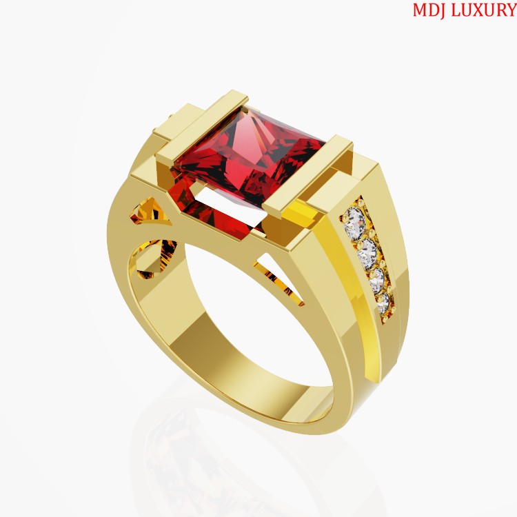 Nhẫn Nam Vàng Cao Cấp Đá Ruby 18K – NN351