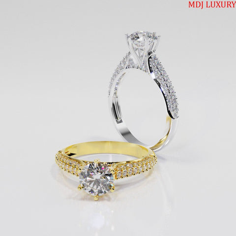 Nhẫn cầu hôn vàng Hồng đá Moissanite NNU226