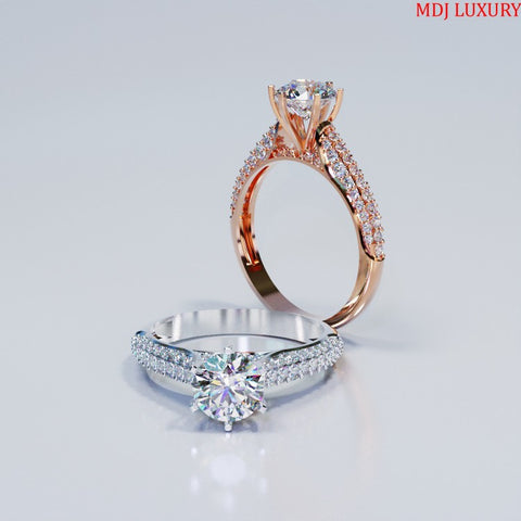 Nhẫn cầu hôn vàng Hồng đá Moissanite NNU226