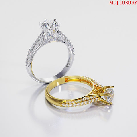 Nhẫn cầu hôn vàng Hồng đá Moissanite NNU226